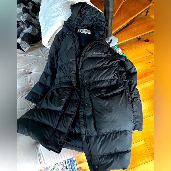 Marmot Jackets & Blazers - Marmot knee-length black down puffer coat, like new